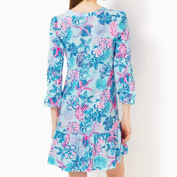 Lilly Pulitzer Alyssa A-Line Cotton Dress Multi Bahamas Beachcomber - Picture 2 of 9